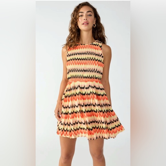 Sanctuary Sleeveless Zigzag Mini Dress - Orange and Black - Picture 1 of 7